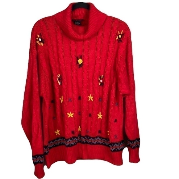 Vintage Floral Embroidered Sweater size L - Picture 2 of 16